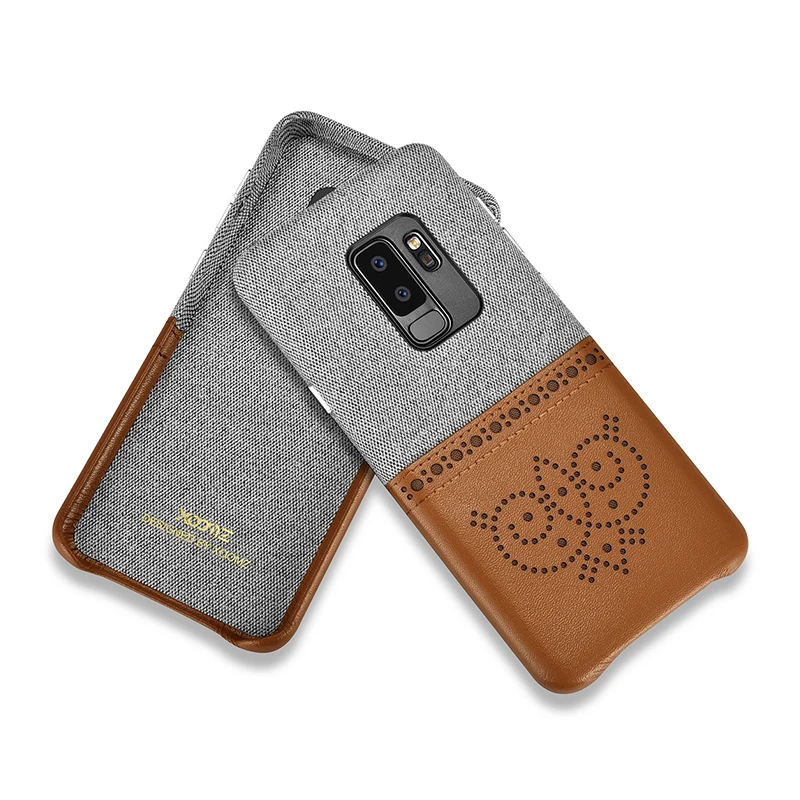 XOOMZ для samsung Galaxy S9 Plus искусственная кожа+ ткань чехол для телефона для samsung Galaxy S9 плюс броги Slim карт слот задняя крышка