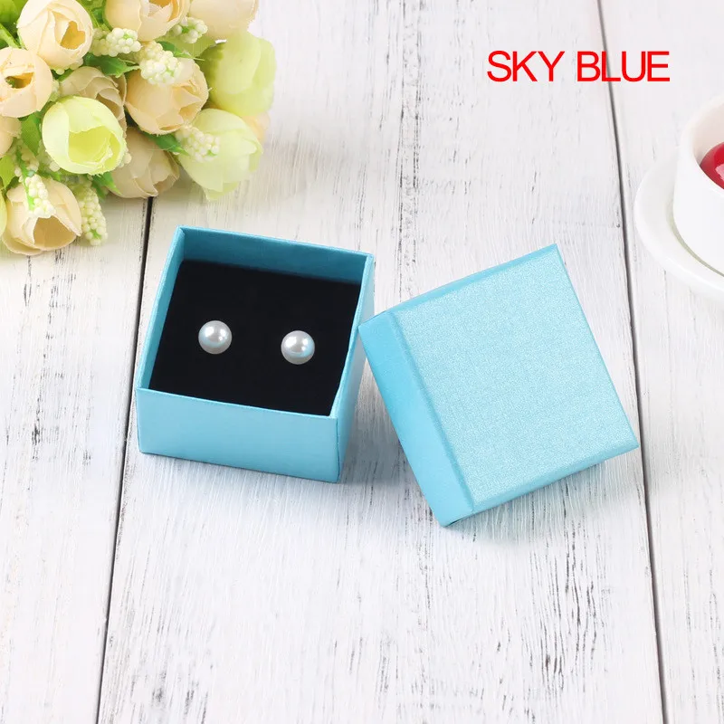 Sky Blue Bumpy Алмазный Стиль бумажные коробки для сережек для ювелирных изделий Подарочная коробка-дисплей многоцветный дисплей упаковка с губкой 1 шт - Цвет: Sky Blue