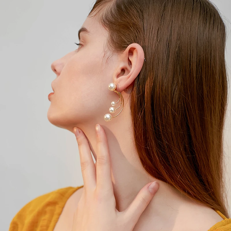 Faux pearl earrings female temperament simple wild fresh | Украшения и аксессуары