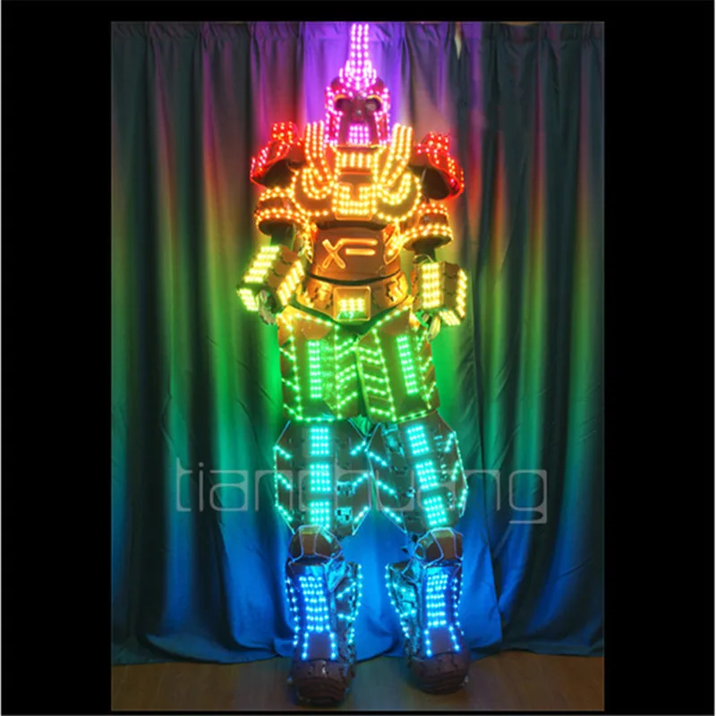 TC-138Programmable полноцветный RGB led робот мужские костюмы светящийся светильник роботы ходули светодиодные костюмы сценическая одежда механика