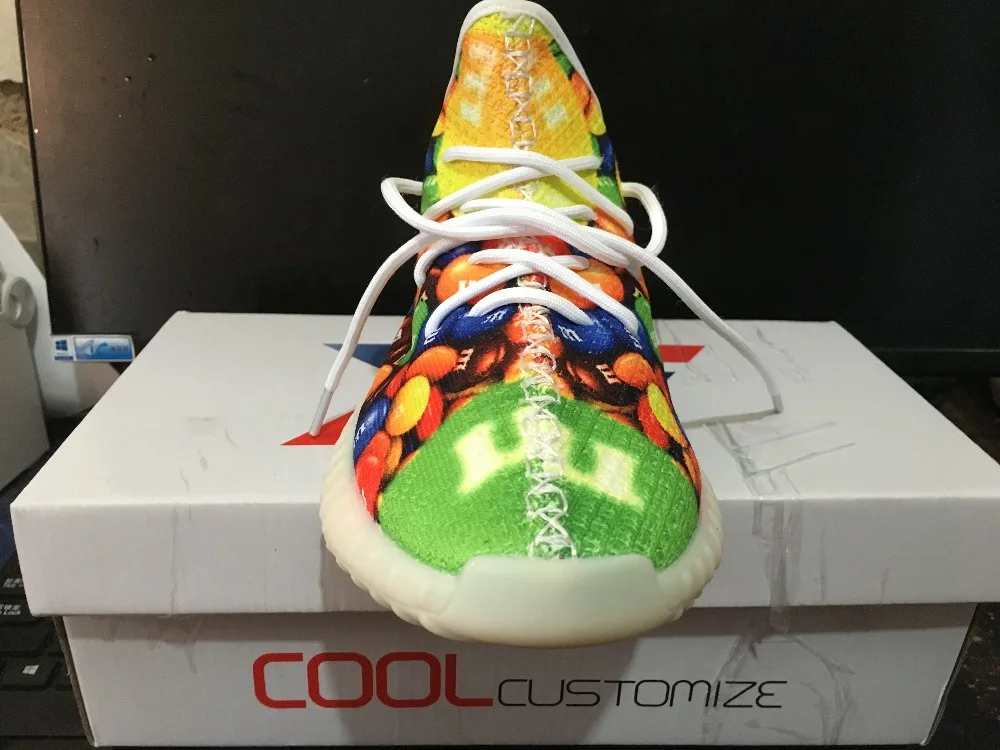 Для мужчин к рисунку пользовательские Yeezies Air 350 V2 Boost кроссовки женщин открытый