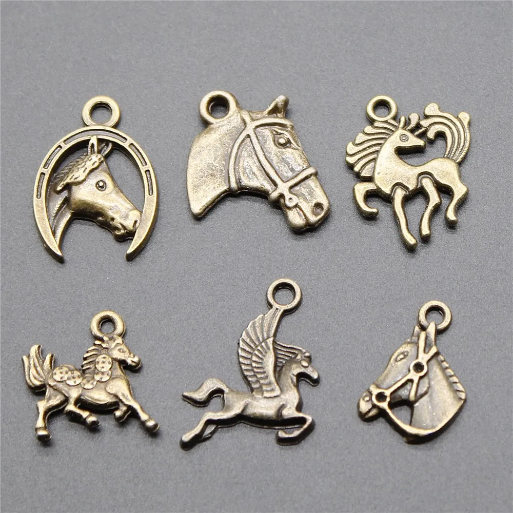 

20pcs Horse Pendant Collection Charm Antique Bronze Color Horse Pendant Charms Jewelry Accessories Horse Charm