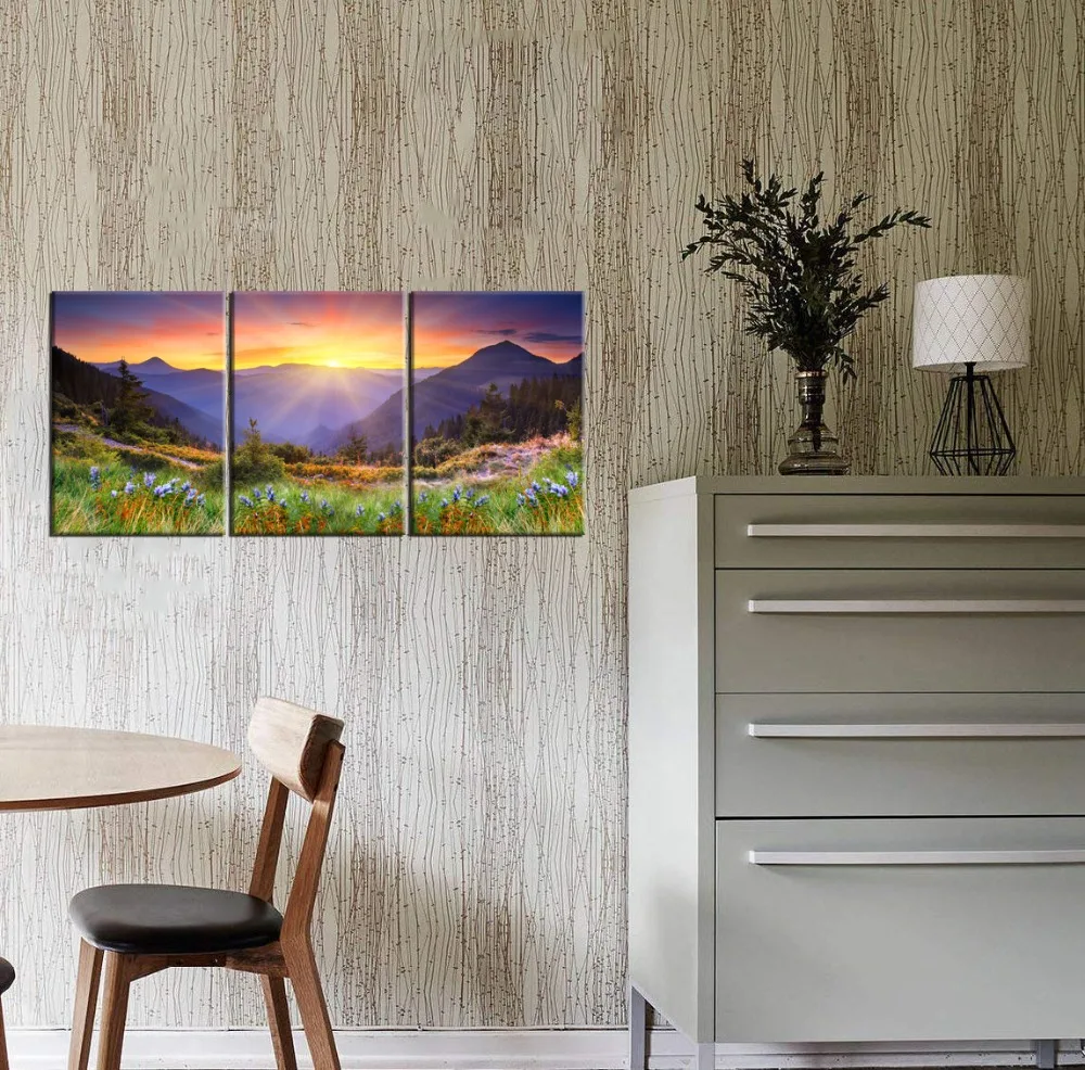 Постеры Настольный настенный Декор для дома современный 3 панели красивый восход
