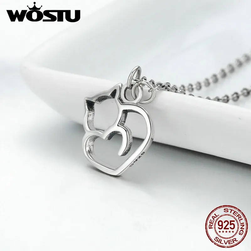 WOSTU популярный 100% Стерлинговое Серебро 925 пробы прекрасный кот изысканный