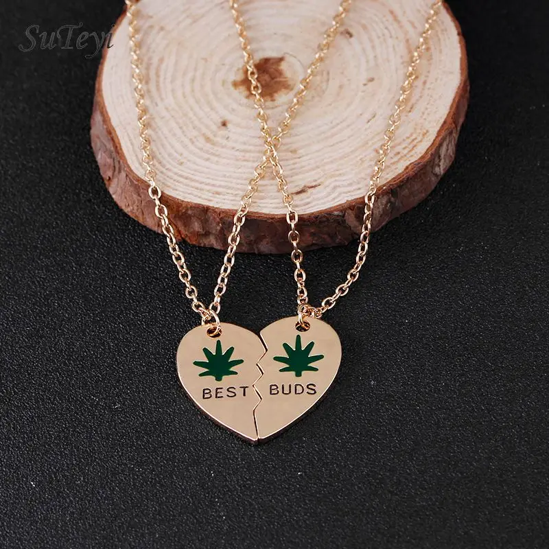 SUTEYI Лучший ожерелье из бутонов эмаль сорняков Листья Подвеска в виде разбитого