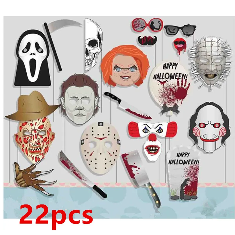 22 шт./компл. ужасный сумасшедший счастливый Хэллоуин декоративная фотобудка для