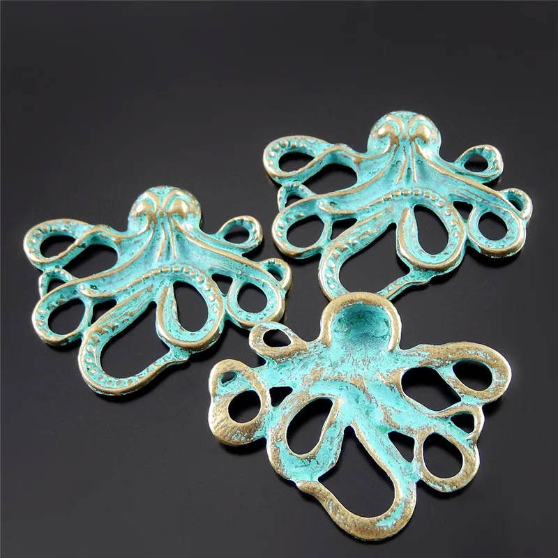 (10Piece)Man Punk Vintage Alloy Squid Necklace Pendant Animal Bracelet Charms 43*25mm Bag Hanger Jewelry Handmade Crafts 52077 | Украшения