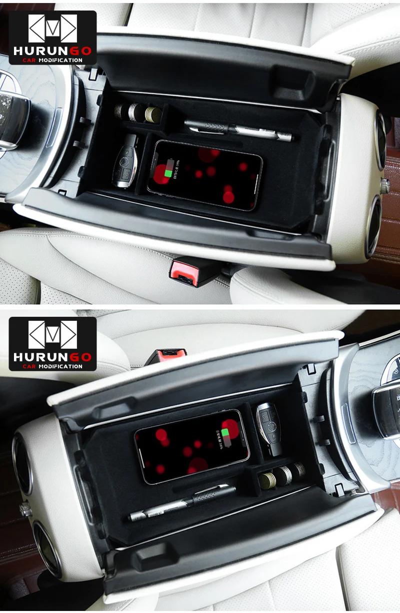 Для Mercedes Benz C GLC класс C200 C180 GLC250 W205 мобильный телефон Беспроводная зарядка подлокотник коробка для хранения мелочей упаковочная коробка