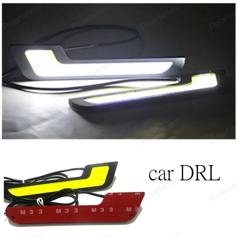 

1pairs COB Fog 12V 7-shaped White 20W COB Waterproof LED universal car running light Free Shipping