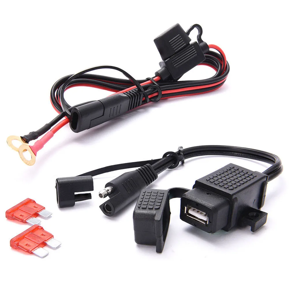 SAE к USB Встроенный предохранитель адаптер термостойкий ABS водонепроницаемый