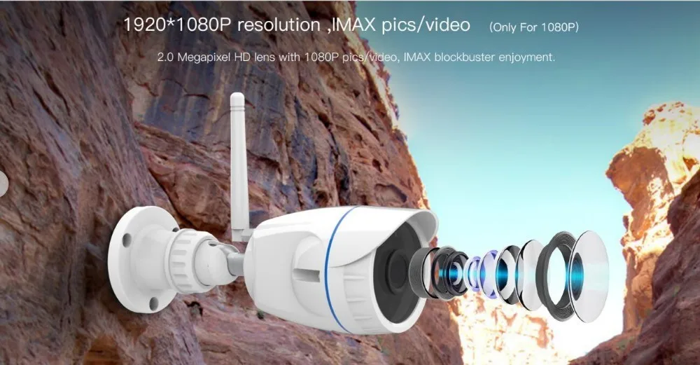 1080P 2MP IP Camera Wifi Outdoor IP66 Waterproof Security Surveillance IR-Cut CCTV Bullet C17S | Безопасность и защита