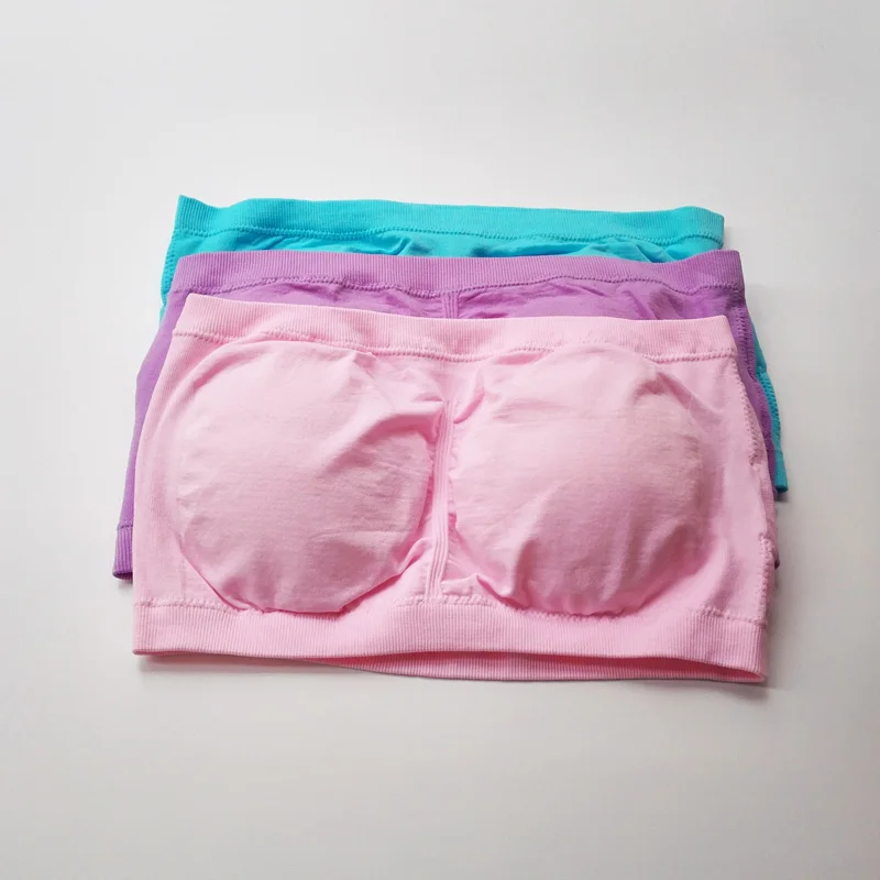pink purple blue Dorislen бесшовный укороченный топ без косточек Бюстгальтер-бандо с подушечками S-XXL 90 шт.(3 шт. в комплекте - Цвет: pink purple blue