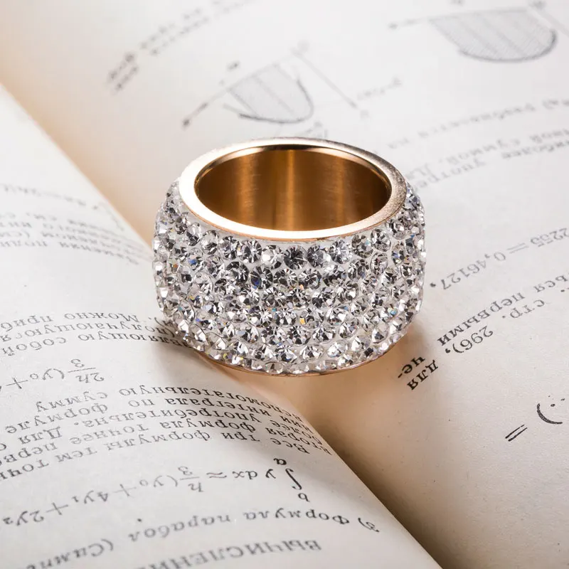 ZORCVENS New Fashion Rose Gold-Color Rhinestone Rings for Women Zircon Jewelry Stainless Steel Ring Jewellery | Украшения и