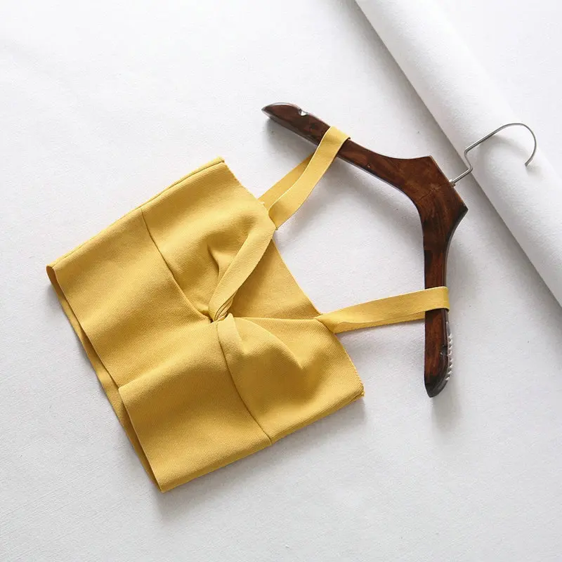 

Women Sexy Bow V-Neck Camisole Tank Tops Solid Ladies Cotton Crop Top Slim Shirt Short Tops 2019 Spring Summer Sleeveless Vest