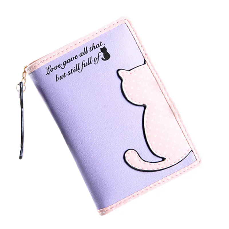 Cartoon Cat Style Purse Fashion Cute Women's Wallet Bifold PU Leather Coin Womens Bag Clutch Hand 88 WML99 | Багаж и сумки