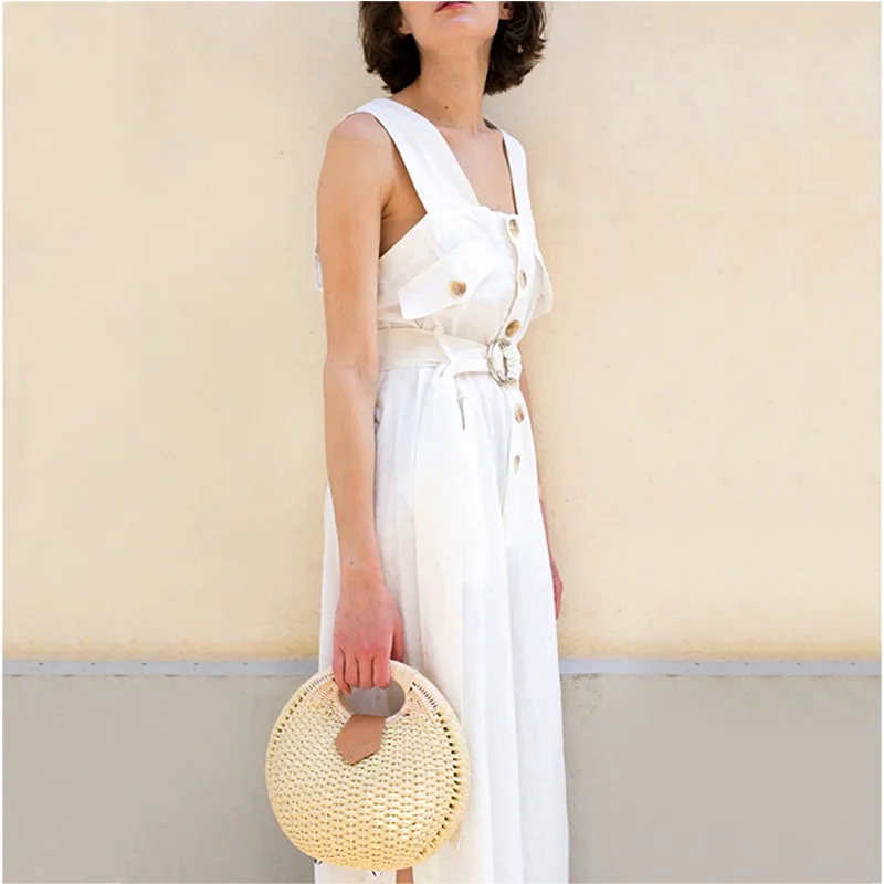 Женская соломенная сумка в форме ракушки богемная из ротанга женская