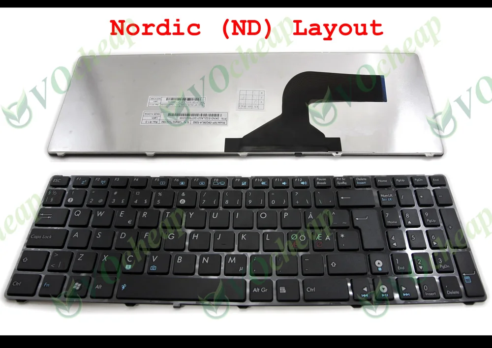 Скандинавская клавиатура ND для ноутбука ASUS G60 K52 G51 G53 N61 U50 X61 G60J G60V G60JX G60VX G73 Черная |