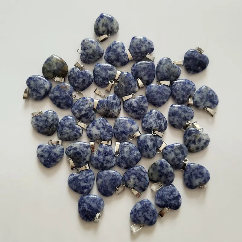 sodalite stone 50 шт./лот хорошее качество ассорти Сердце Подвески из природного камня Подвески для изготовления ювелирных изделий 20 мм модный подарок - Окраска металла: sodalite stone