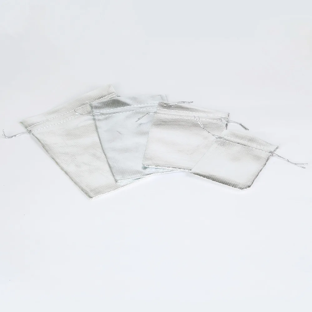 50pcs/lot 7x9/9x12/10x15/13x18cm Gold Silver Color Drawstring Organza Bag Jewelry Packaging Wedding Pouches | Украшения и