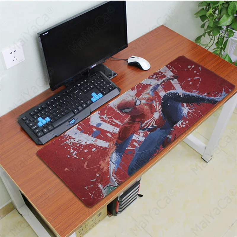 Lock Edge 40X90cm Красивое аниме maiyaca Marvel Человек-паук из натурального каучука, игровой коврик для мыши, настольный резиновый компьютерный игровой коврик - Цвет: Lock Edge 40X90cm