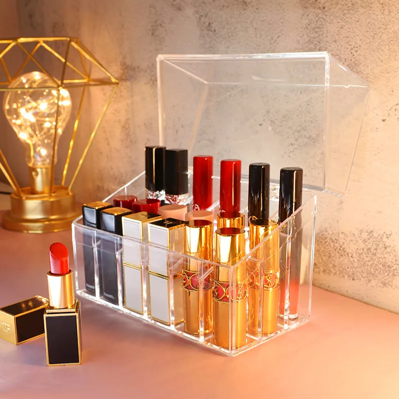 Сетчатая красная пластиковая коробка для хранения губной помады органайзер