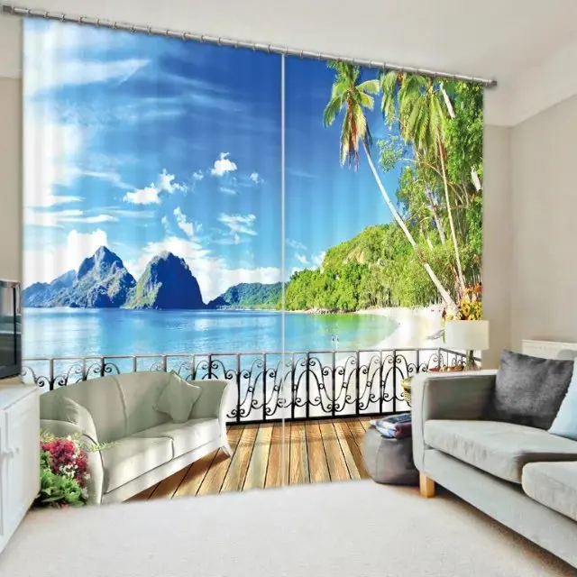 4 Maldives пляжные синие морские 3D затемненные оконные шторы для постельных принадлежностей гостиной стены дома гобелены декоративные шторы Cortinas - Цвет: 4
