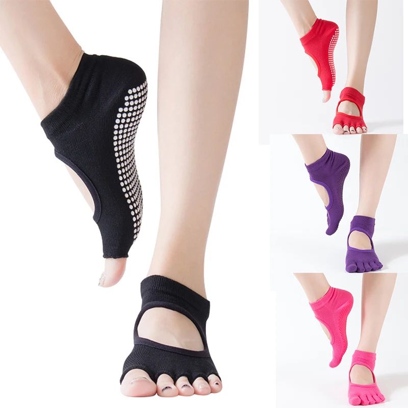 1 пара носки с открытыми пальцами для женщин и девочек нескользящие спортзала