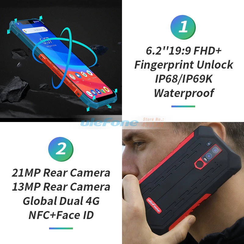 Ulefone Armor 6 IP68 водонепроницаемый мобильный телефон Helio P60 8 ядер ГБ + 128 Гб 5000 мАч