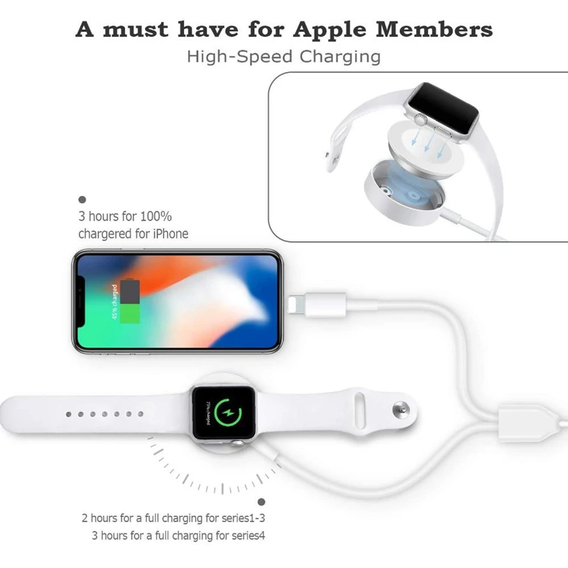 2 в 1 Беспроводное зарядное устройство для Apple Watch серии 3 4 Usb Магнитный зарядный
