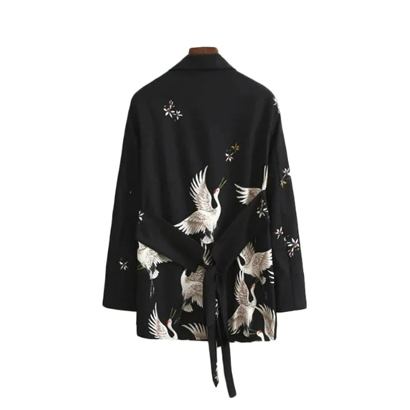 Осень Зубчатый воротник женское краны Винтаж Черный пиджак 2017 новая женская