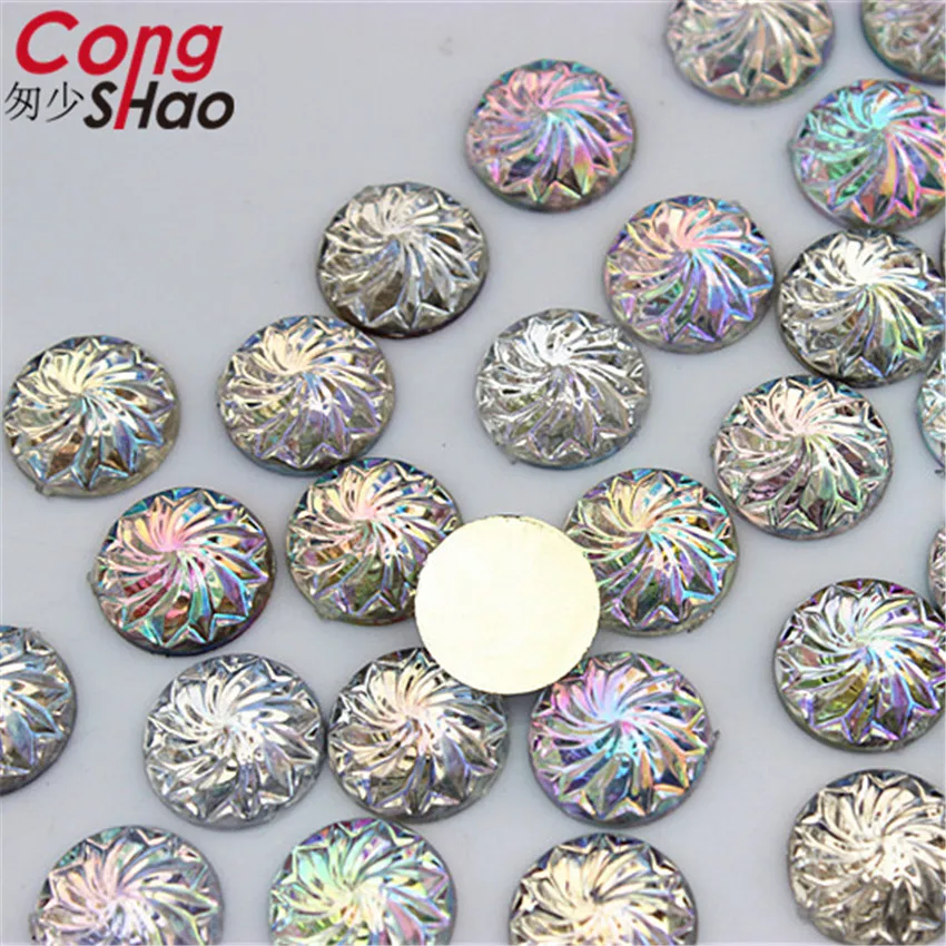 Cong Shao 12 мм 200 шт. AB цветные круглые акриловые стразы бусины с плоской задней частью