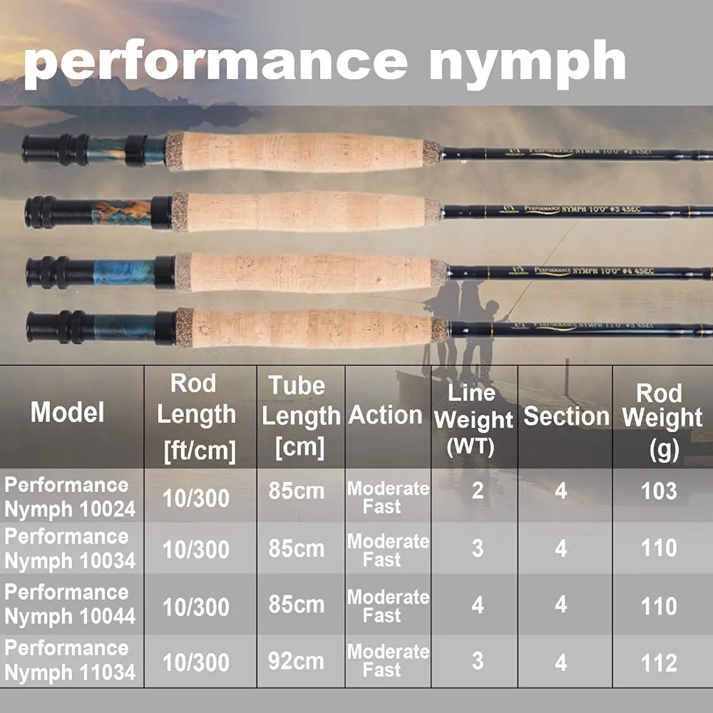 Maximumcatch Maxcatch производительность Нимфа Fly Удочка 2/3/4WT 10/11FT 4 секции IM10 углерода AAA+ пробковая ручка Cordura тубус