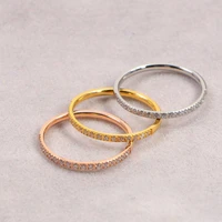 yun ruo 2020 yellow gold colors half circle crystal cz couple rings woman man wedding jewelry 316 l stainless steel never fade