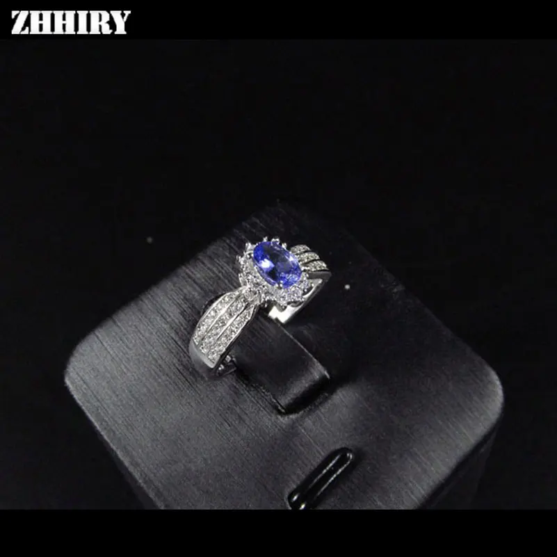 Zhhiry натуральный синий танзанитное кольцо подлинное Твердое Серебро 925 пробы Настоящее Драгоценное кольцо для женщин ювелирные украшения