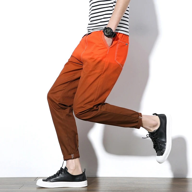 100% хлопок 2018 новый тип повседневные брюки мужской супер удобные градиент цвета