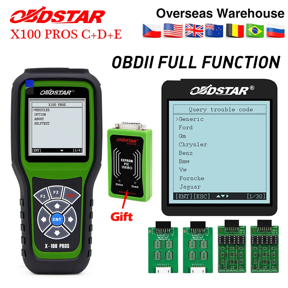 OBDStar X100 PROS C+ D+ E модель OBD2 диагностический инструмент X-100 PROS авто ключ программист одометр коррекция EEPROM адаптер иммобилайзер