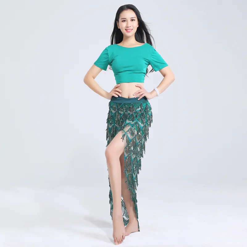 Женская длинная юбка с блестками и топом коротким рукавом экзотическая одежда