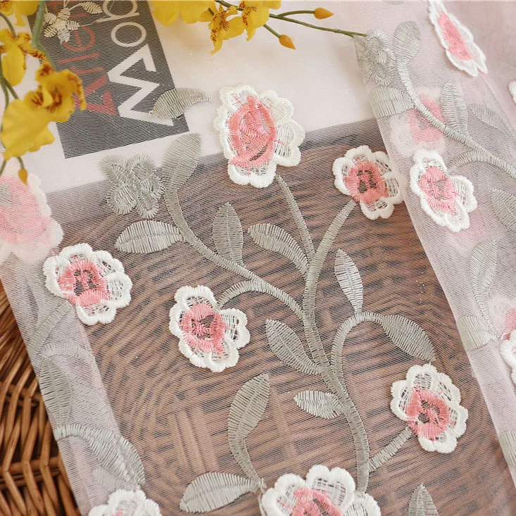 Занавески Slow Soul с вышивкой в виде цветов роскошные шторы розового и синего для