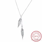 SMTCAT S925 печать серебряного цвета двойной лист коробка цепи перо ожерелье для женщин Свадебные помолвки вечерние ринки ювелирные изделия