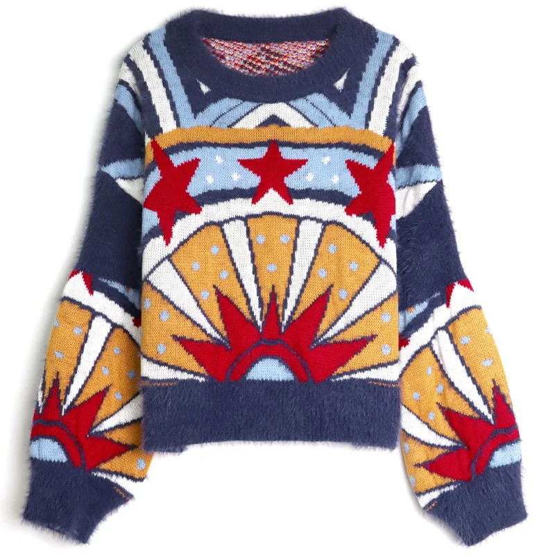Max LuLu 2019 Winter European Fashion Ladies 3d Pattern Pullovers Womens Oversized Sweater Vintage Knitted Clothes Warm Jumper | Женская