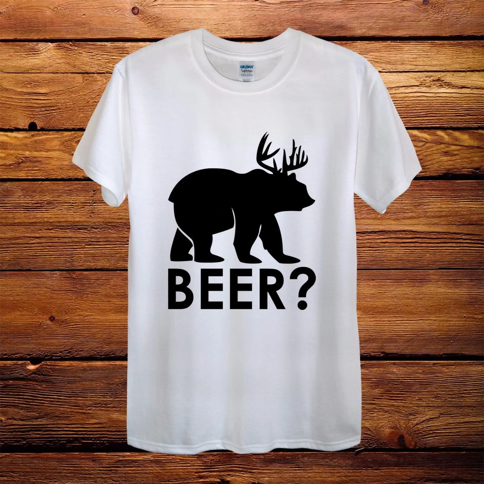 Beer Deer Bear Moose Elk Hunting Top Design T-Shirt Men Unisex Women Fitted Fun Male Hip Hop funny Tee Shirts cheap wholesale | Мужская