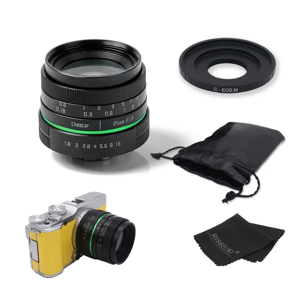 Новый зеленый круг 25 мм CCTV объектив камеры для Canon EOS M/M2/M3 с c адаптер EOSM кольцо +