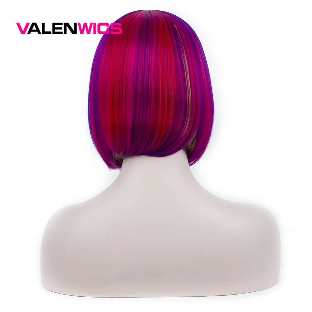 Valenwigs синтетический парик для женщин Красочные радужные прямые волосы средняя