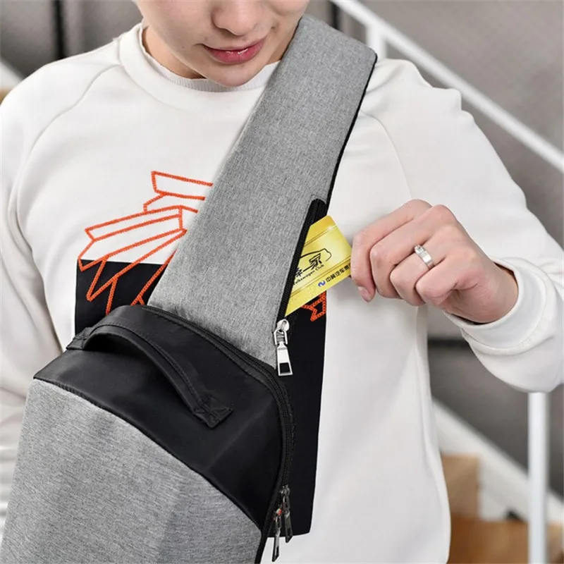 

2018 Hot Unisex Nylon Chest Back Pack Crossbody Shoulder Bag Men Women Fashion high-quality usb charge Casual Rucksacks