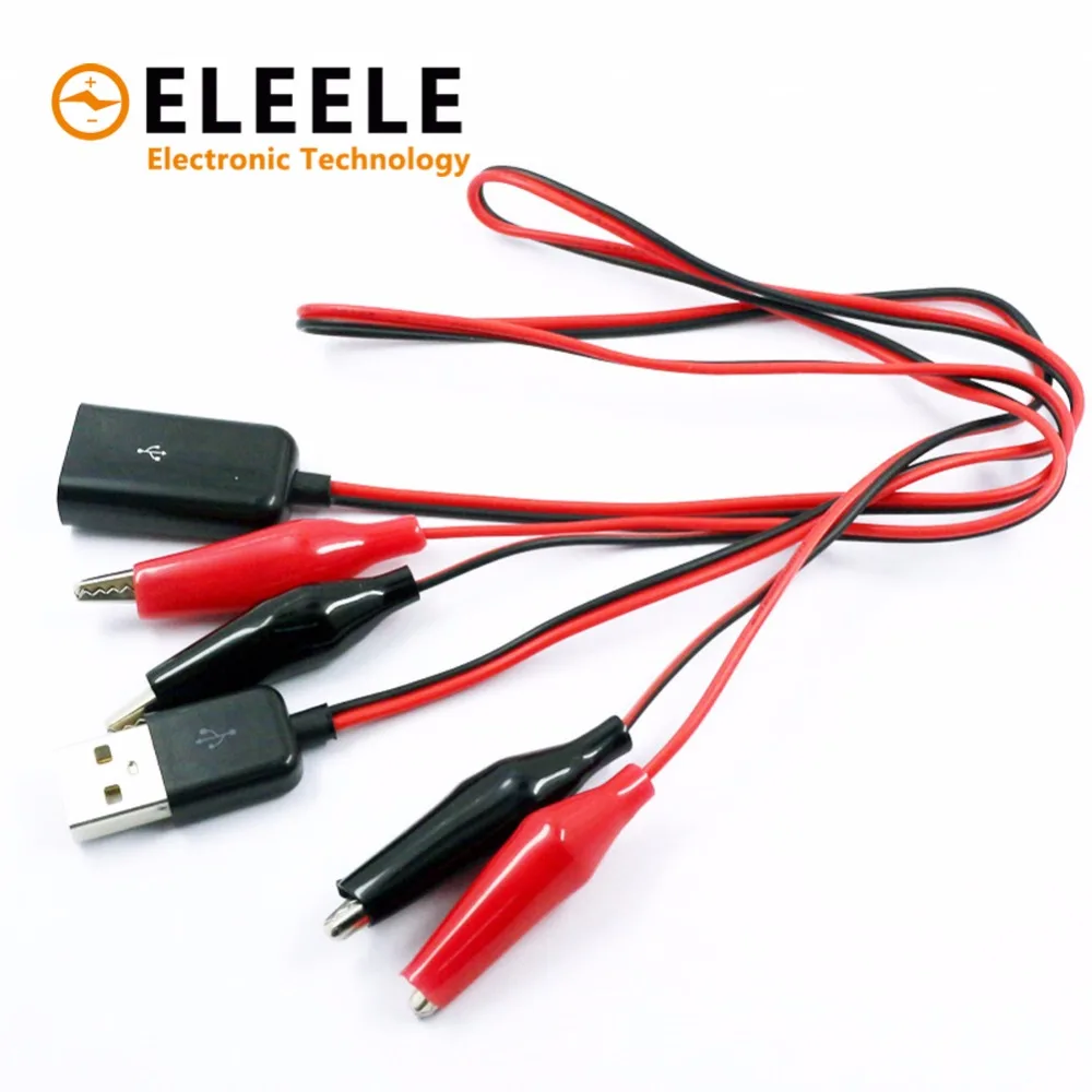 Двойной мужской крокодил тестовые зажимы зажим для USB Женский Мужской Кабель