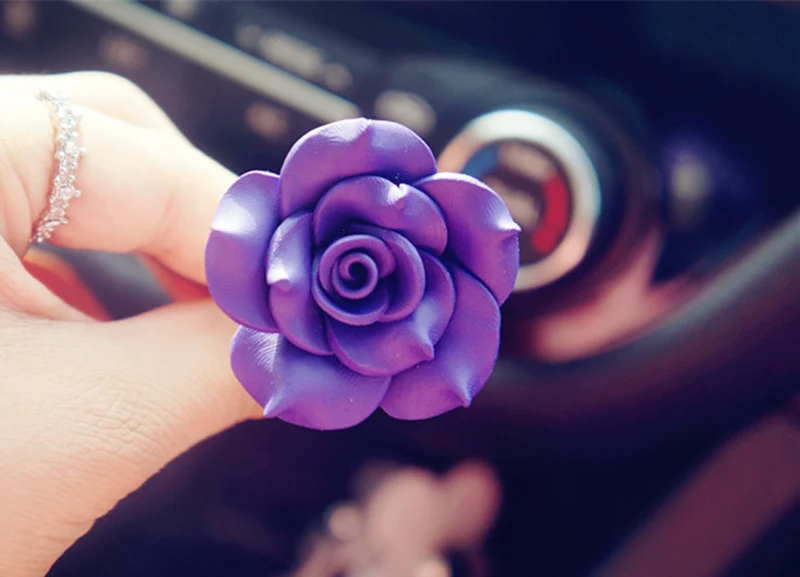 Purple Автомобильный орнамент, духи с ароматом камелии, клип, освежитель воздуха, Авто кондиционер, вентиляционное отверстие, духи, Balsam, бальзам, аромат, авто цветочное украшение - Название цвета: Purple