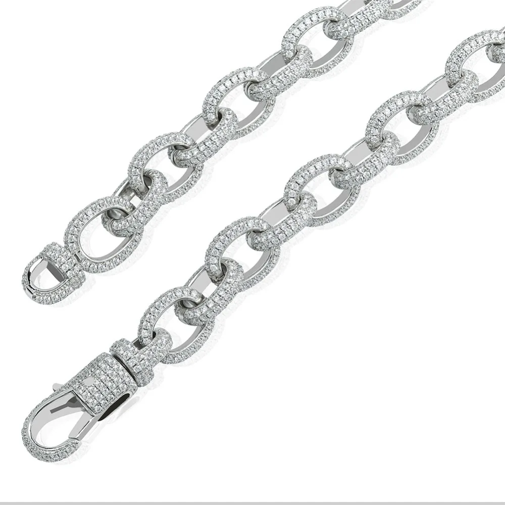 15 мм ширина персонализированные мужские витые звенья цепи ожерелье Iced Out Bling AAA+ CZ камни хип хоп Золото Серебро Цвет цепи ювелирные изделия