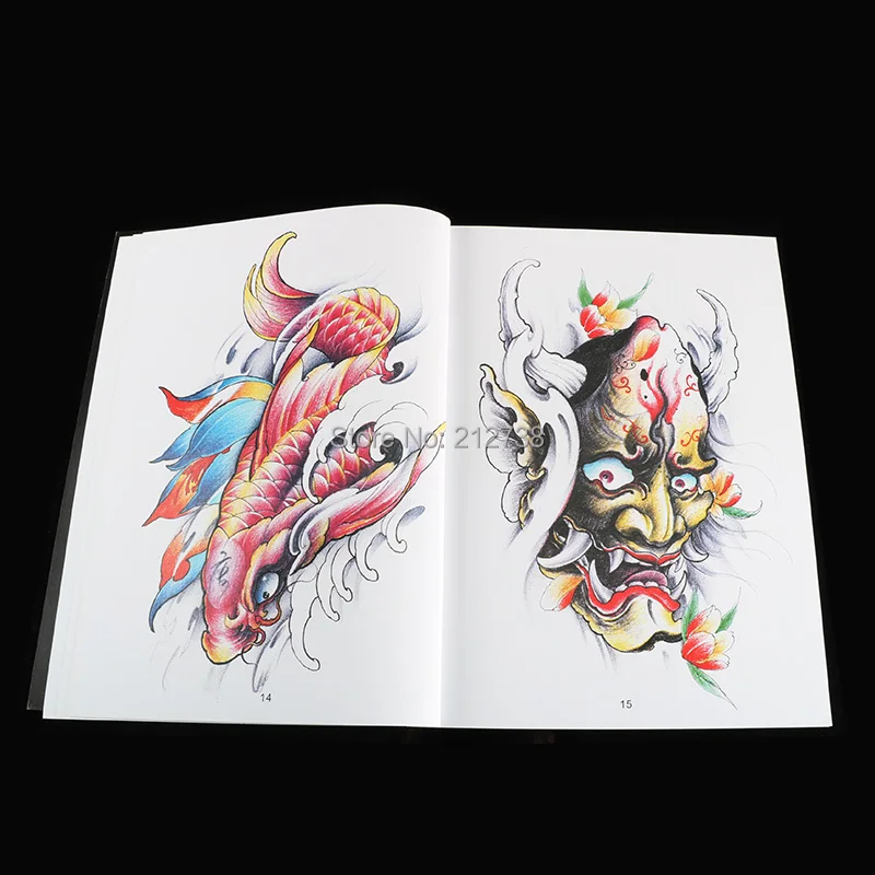 А4 традиционная тату флэш-книга KOI Dragon Skull Hannya Gril Elephant Bano тату-книги 80 страниц