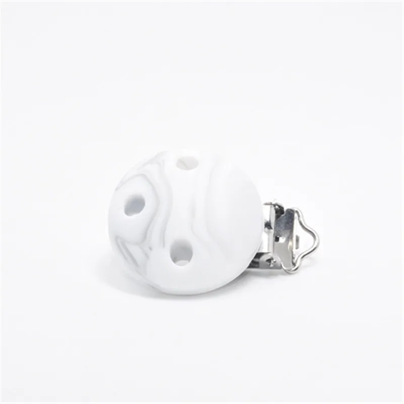 Marble White 1 шт. Силиконовый круглый держатель соски зажимы Детские Прорезыватели для зубов жевательные игрушки BPA бесплатно DIY соска цепи аксессуары - Цвет: Marble White