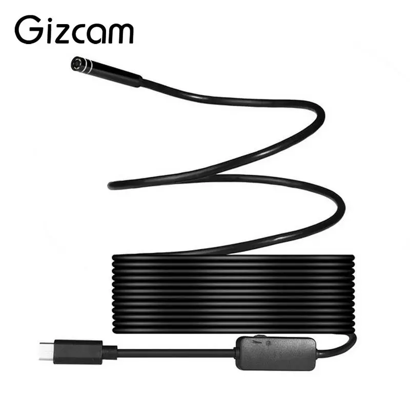 Профессиональный Водонепроницаемый эндоскоп Gizcam 8 мм 2 МП светодиодов 1/3/5/7 м USB Type
